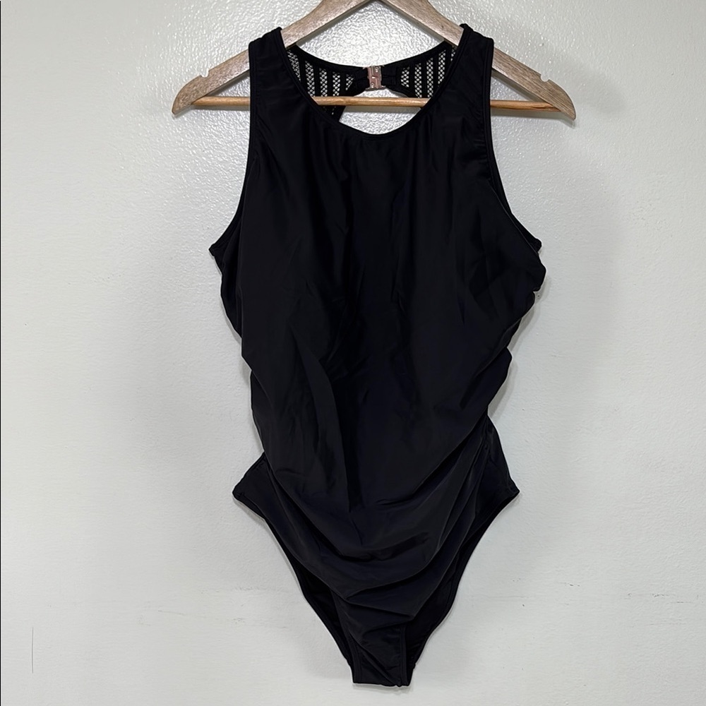 Cupshe “Feel The Tummy” Contouring Black One Piece Bathing Suit Size XL New